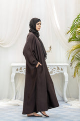 Jade Open Sleeves Abaya-Chocolate Brown