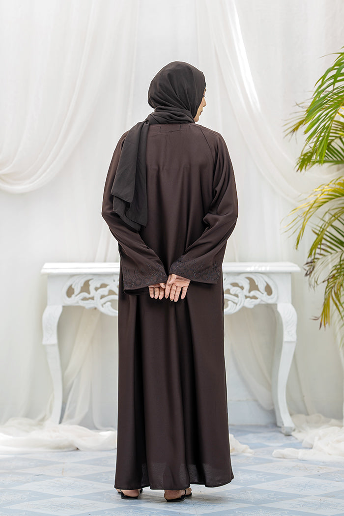 Jade Open Sleeves Abaya-Chocolate Brown