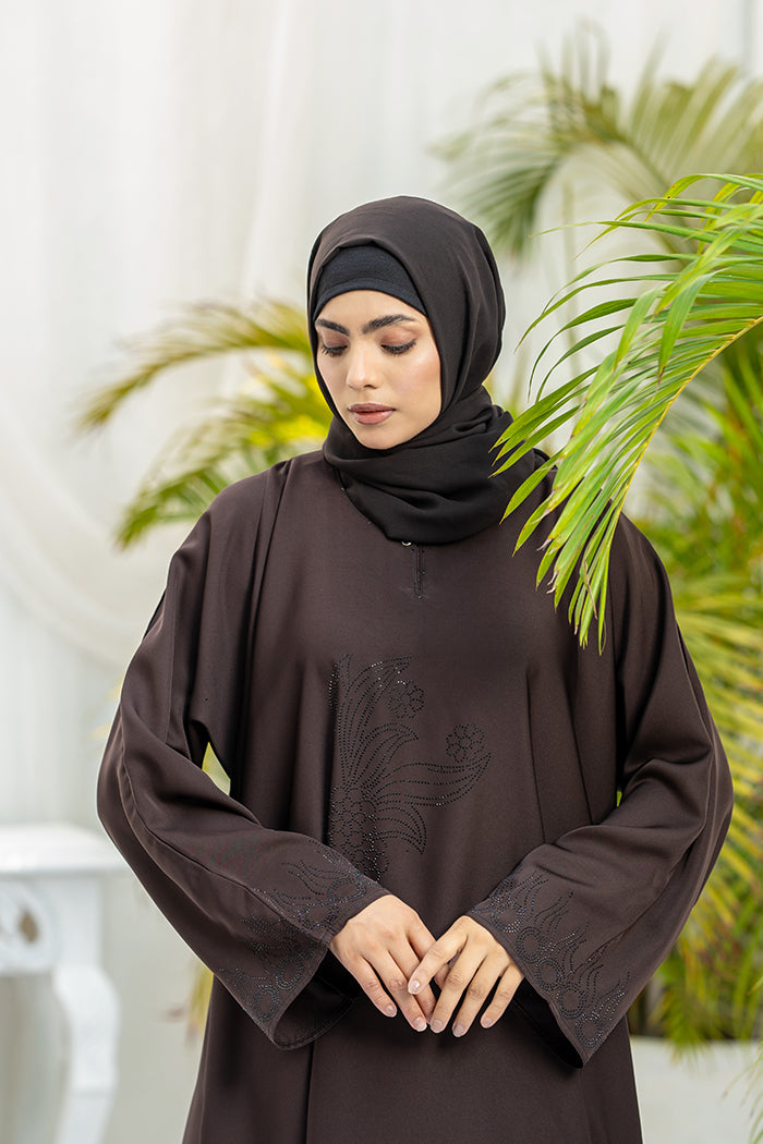 Jade Open Sleeves Abaya-Chocolate Brown