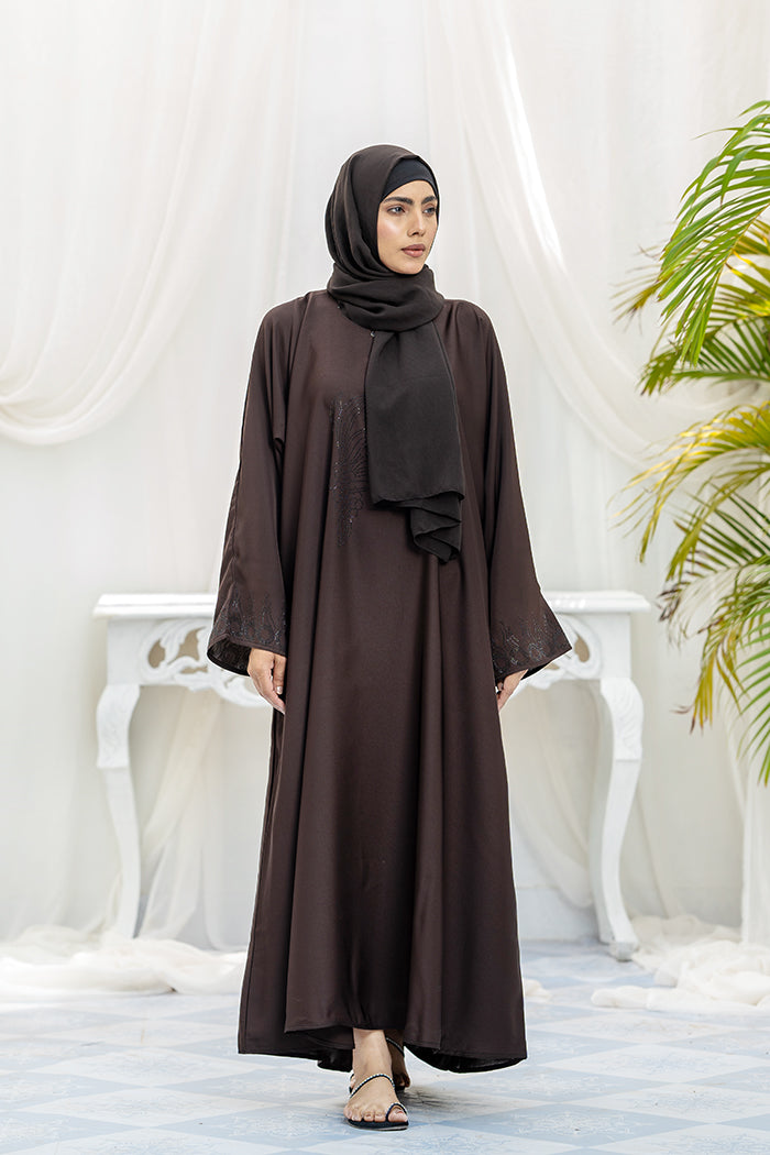 Jade Open Sleeves Abaya-Chocolate Brown