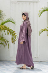 Stripes Open Sleeves Abaya-Opera Mauve