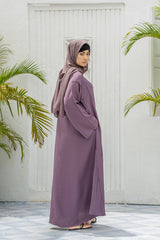 Stripes Open Sleeves Abaya-Opera Mauve