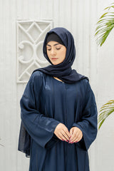 Stripes Open Sleeves Abaya-Navy Blue