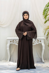 Diamond-Open Sleeves Abaya-Chocolate Brown