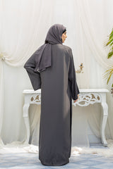 Diamond Open Sleeves Abaya- Grey Smoke