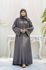 Diamond Open Sleeves Abaya- Grey Smoke