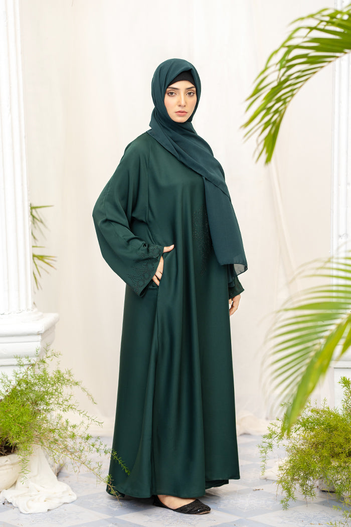 Jade Open Sleeves Abaya-Emerald