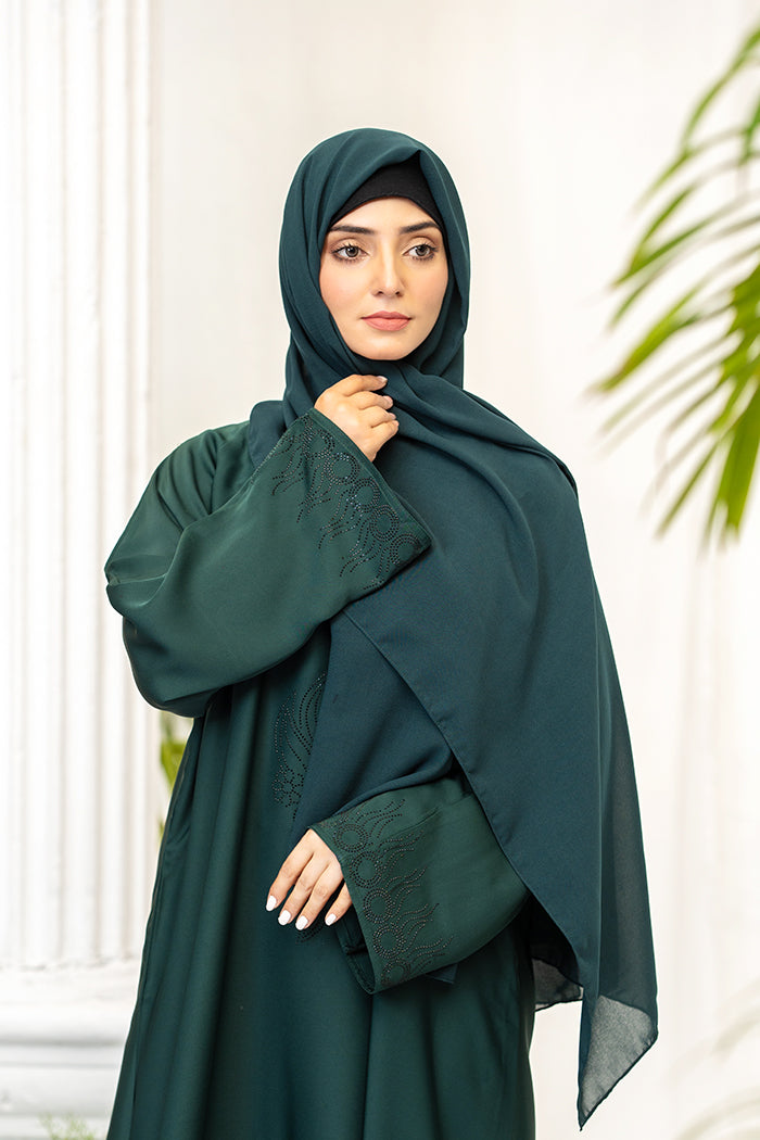 Jade Open Sleeves Abaya-Emerald