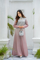 Pearl Ombre Long Dress- Silver & Pink