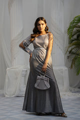 MoonStone Metallic Ombre Long Dress- Smokey Grey